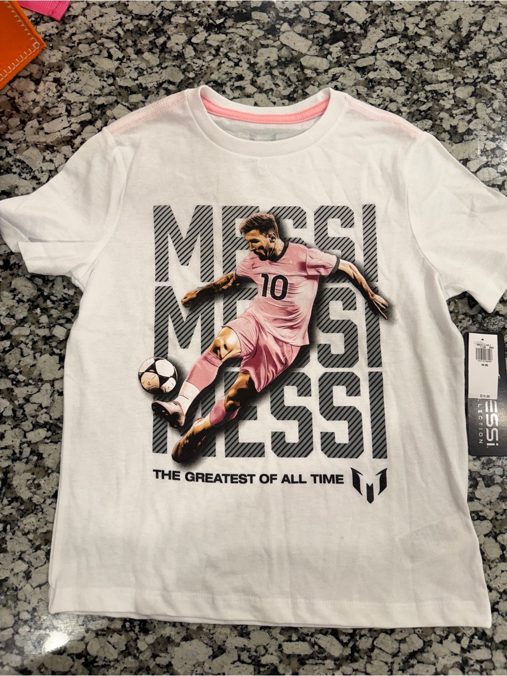 Old Navy White Tee with Pink Soccer Graphic (Men)